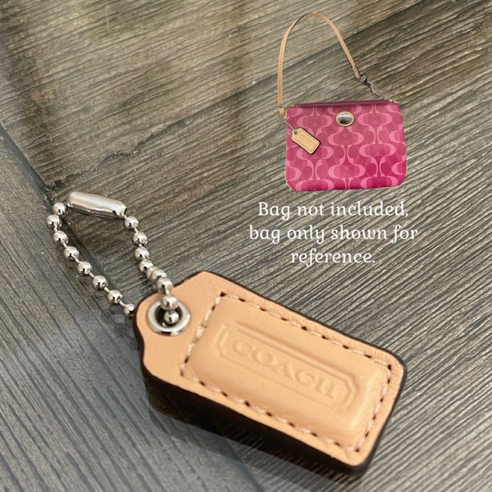 Coach Tan-Beige Leather Mini Hangtag Key Holder